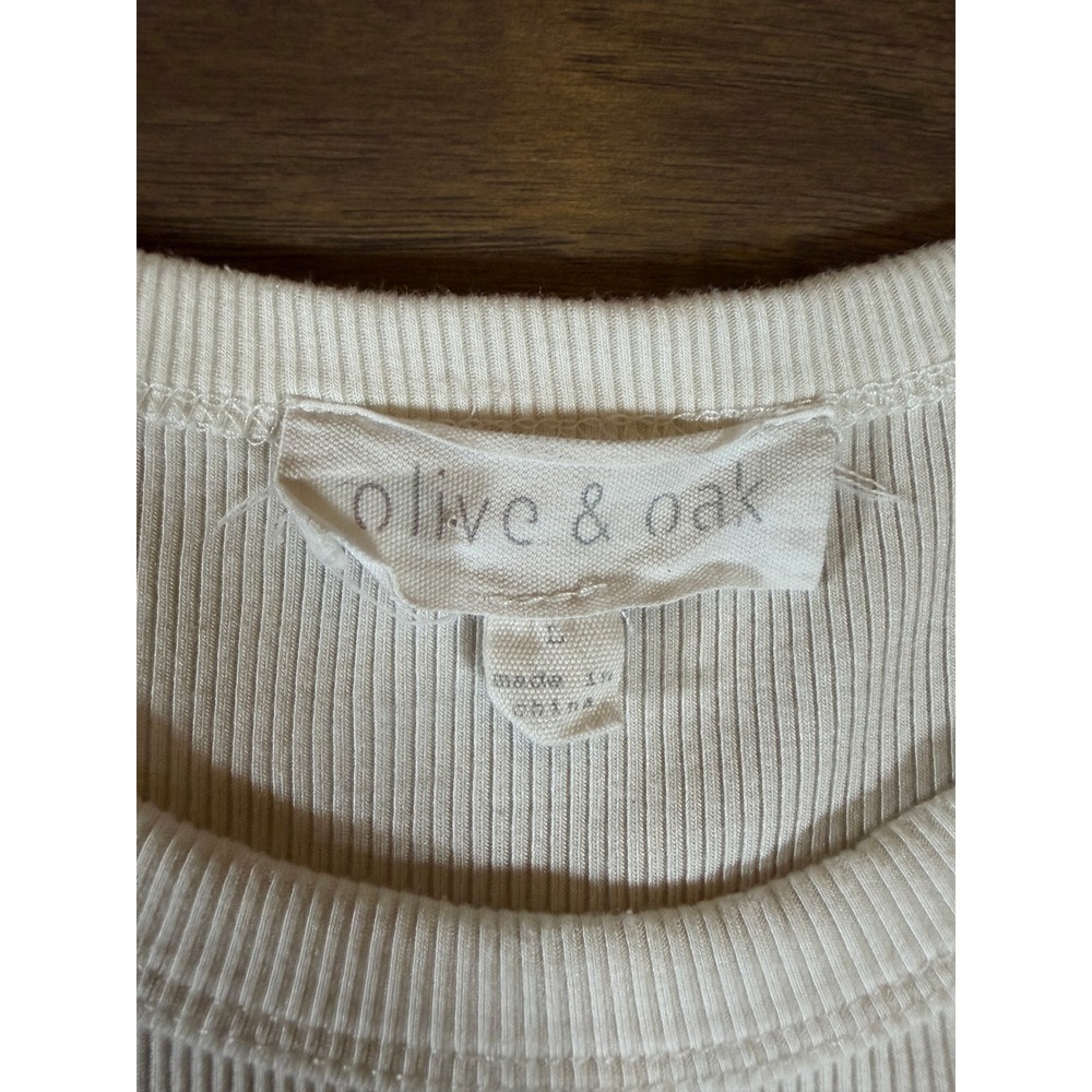 Olive & Oak White Ribbed Short Sleeve Baby Tee Modal Blend Top Large ST01481 - Picture 2 of 6